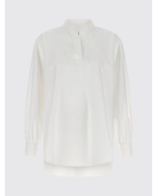 Valentino Garavani White Relaxed Fit Cotton Poplin V-Neck Shirt