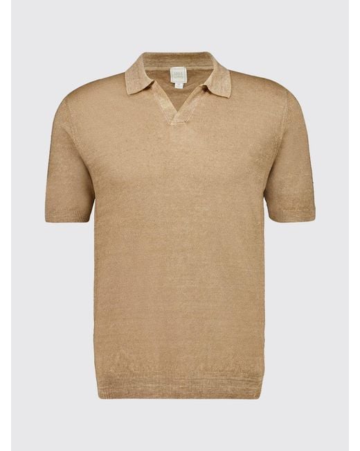 Polo Basic di 120% Lino in Blue da Uomo