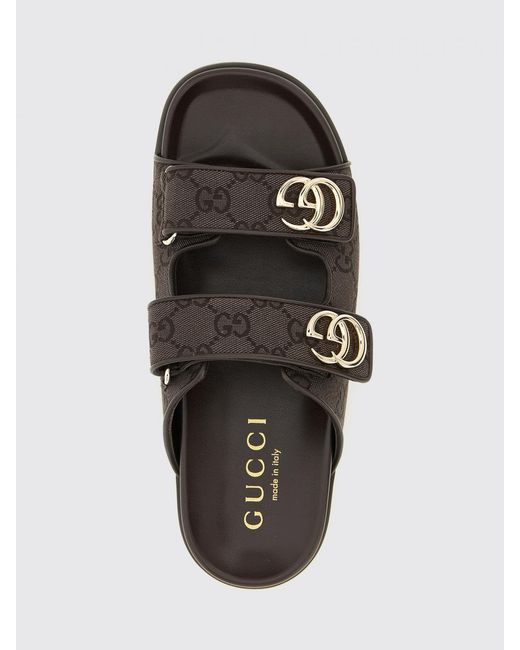 Gucci Black Gg Jacquard Monogram Canvas Sandals