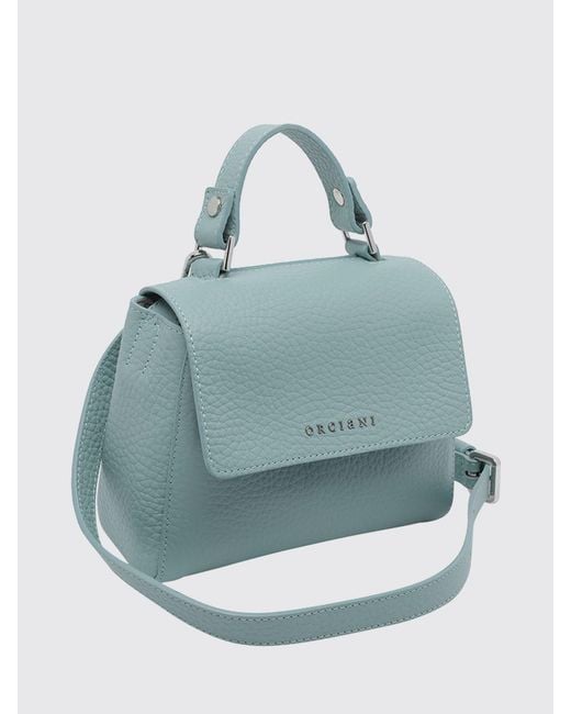 Orciani Blue Sveva Soft Mini Hammered Leather Bag