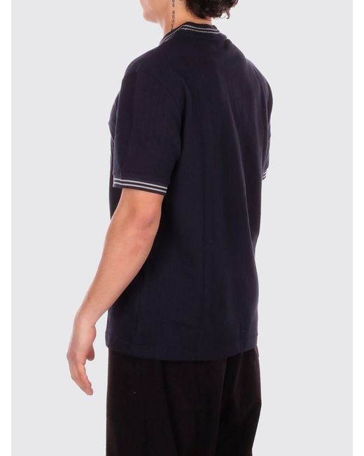 Fred Perry Blue Cotton T-Shirt With Logo for men