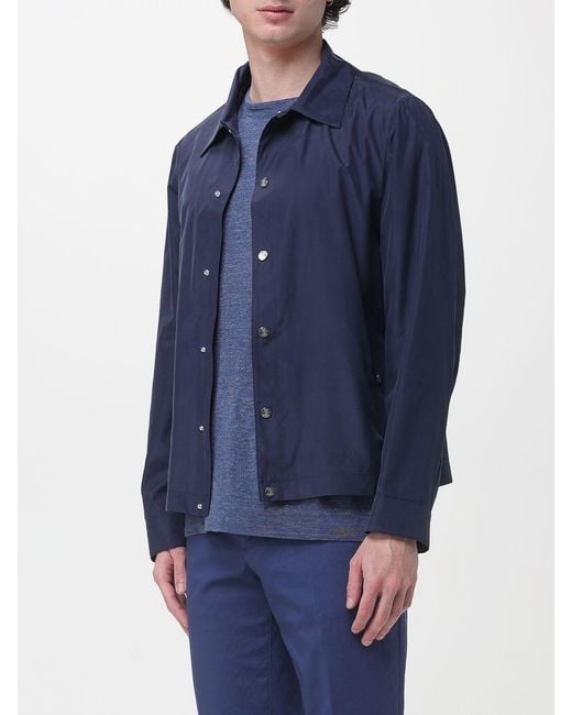 Brunello Cucinelli Blue Silk Shirt Jacket for men