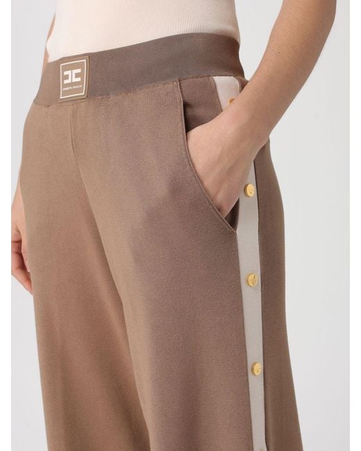 Elisabetta Franchi Natural Viscose Knit Palazzo Trousers