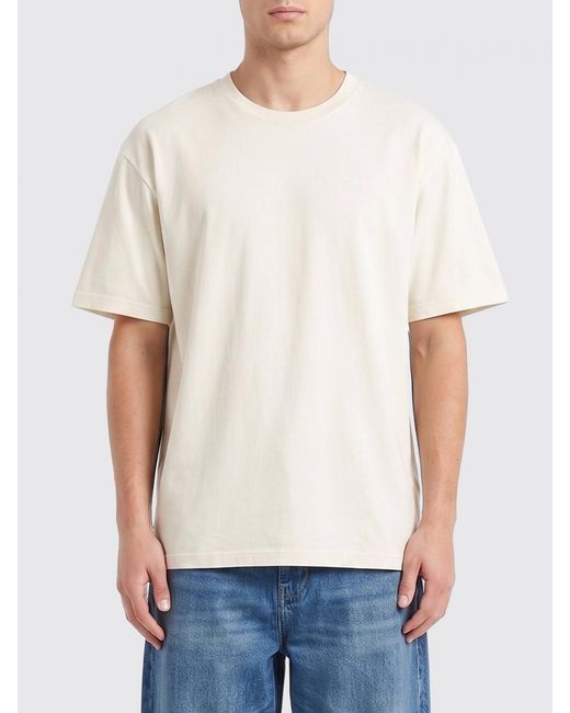 AMISH White Cotton T-Shirt With Dropped Shoulders And A Contemporary Crew Neck Cut for men