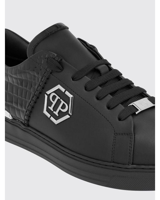 Philipp Plein Black Leather Sneakers for men