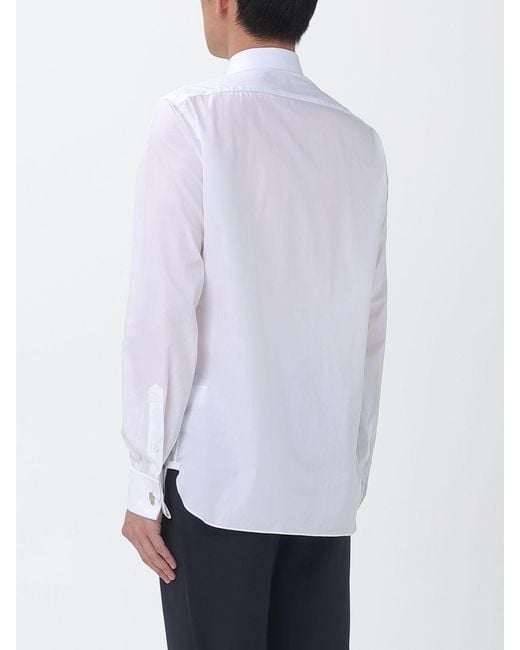 Luigi Borrelli Napoli White Cotton Poplin Shirt for men