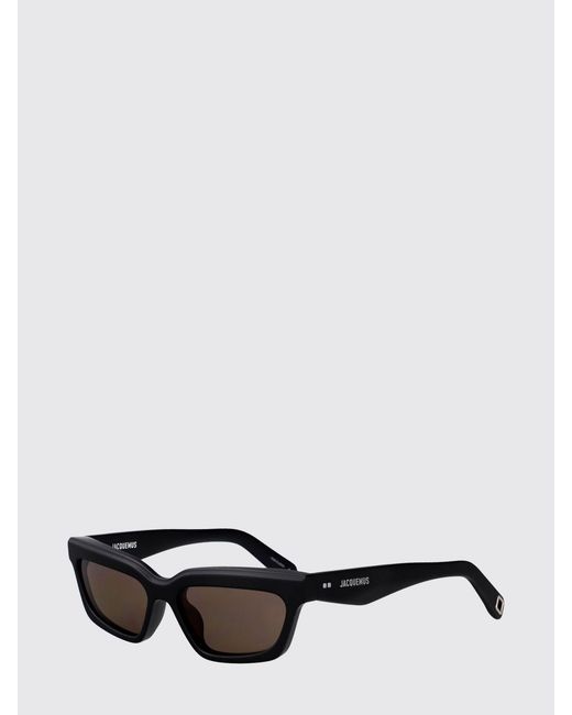 Jacquemus Black Le Salon Rectangular Acetate Sunglasses With Amber Lenses for men