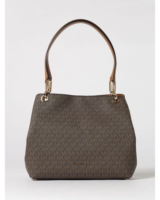 Michael Kors Brown Kensington Coated Cotton Bag With All Over Monogram