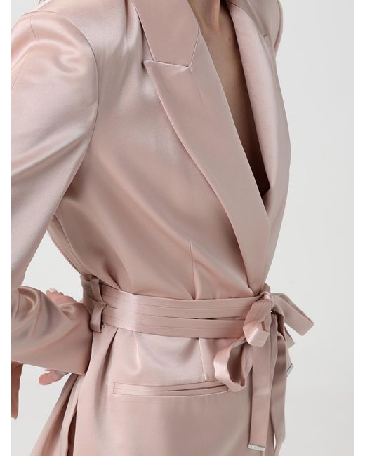 Pinko Pink Satin Robe Blazer With Belt
