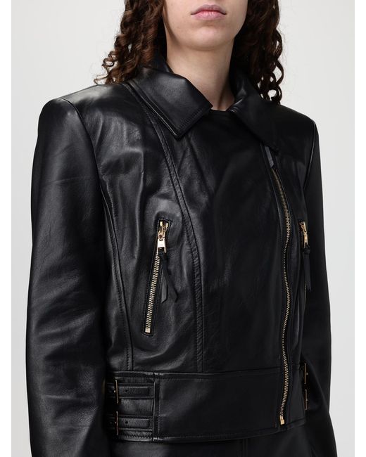Elisabetta Franchi Black Leather Biker Jacket