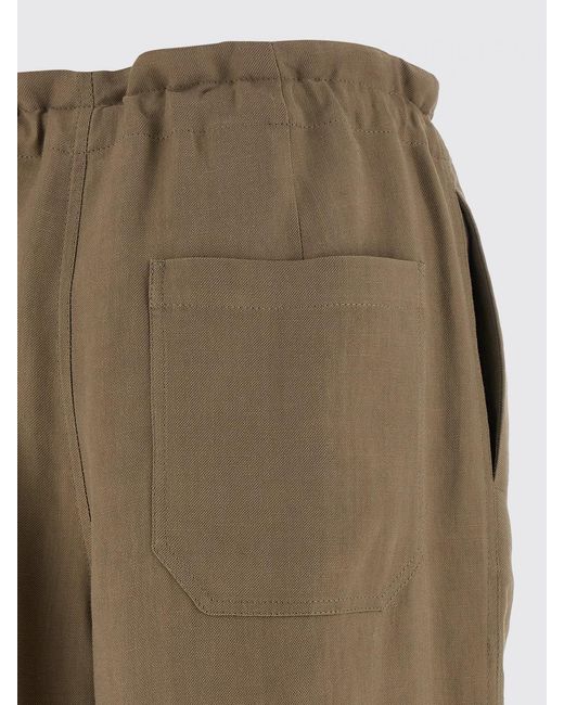 Brunello Cucinelli Natural Viscose And Linen Trousers