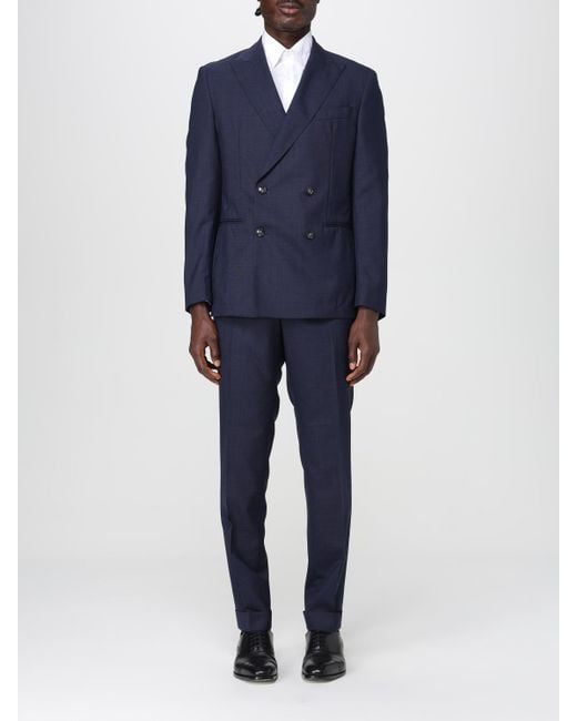 Boss Blue Virgin Wool Double-Breasted Dress for men
