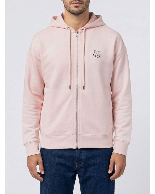 Maison Kitsuné Pink Maison KitsunÉ Cotton Hooded Sweatshirt for men