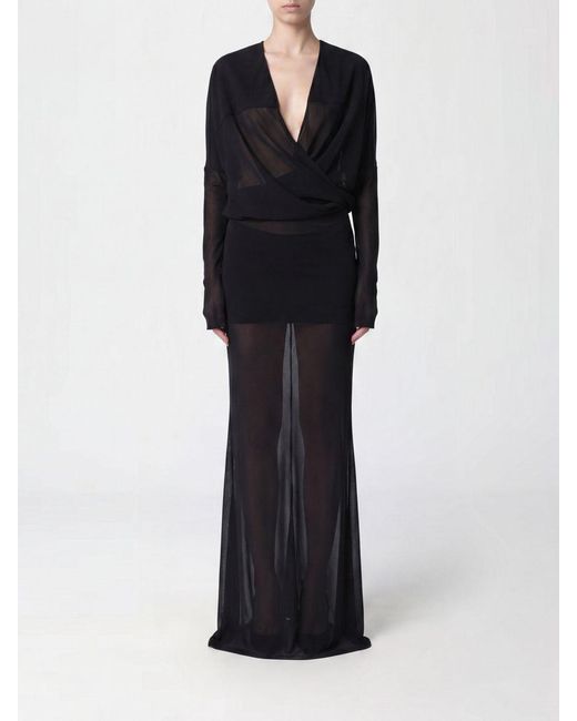 Entire studios Black Long Slim Fit Wrap Evening Gown With Back Slit