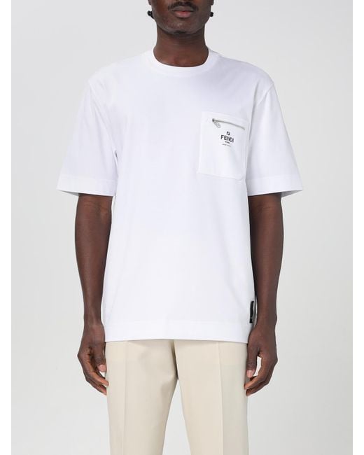 Fendi Casual Baumwoll T-Shirt Für Männer in White für Herren