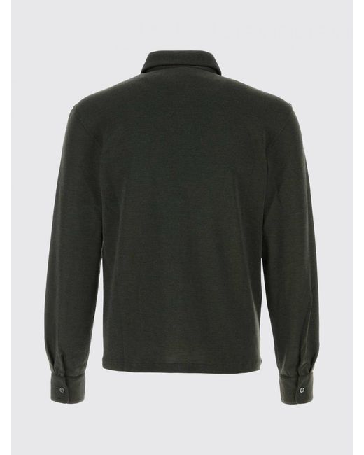 The Row Gray Slim Fit Long-Sleeve Wool And Silk Blend Polo for men