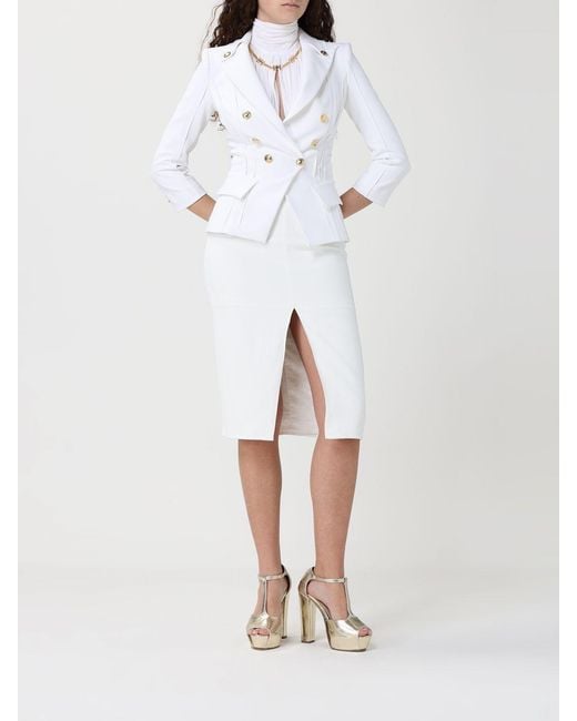 Elisabetta Franchi White Double-Breasted Blazer