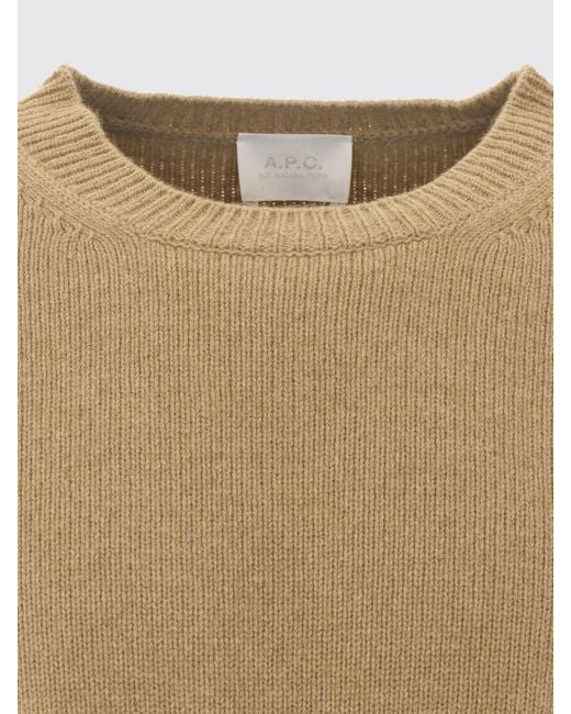 A.P.C. Natural Crewneck Wool Jumper With Embroidered Logo for men