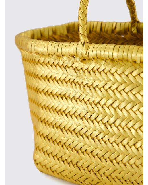 Dragon Diffusion Metallic Triplo Salto Woven Leather Handbag With Double Handle