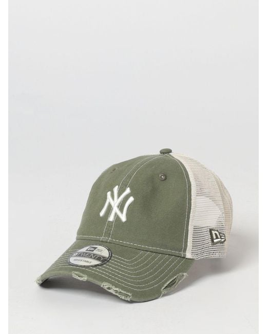 KTZ Green 9Forty Ny Yankees Distressed Cotton And Mesh Nylon Cap With Embroidered Logo for men