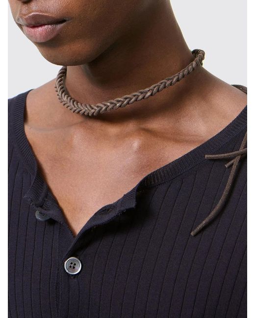 Our Legacy Blue Braided Leather Rope Necklace for men