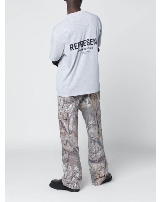 Represent Gray Cotton Logo T-Shirt for men