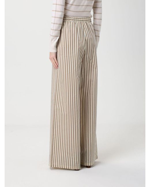 Max Mara Natural Striped Cotton And Silk Palazzo Trousers