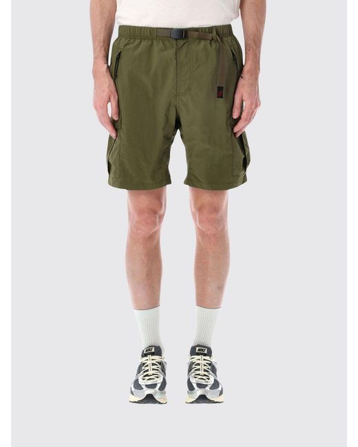 Gramicci Green Nylon Cargo Shorts With Elasticated Waistband And Drawstring for men