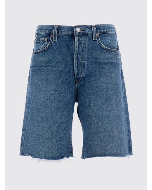 Agolde Blue Knee-Length Denim Shorts With Five-Pocket Design for men