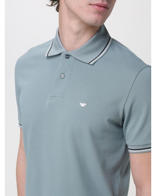 Emporio Armani Blue Stretch Cotton Polo Shirt for men