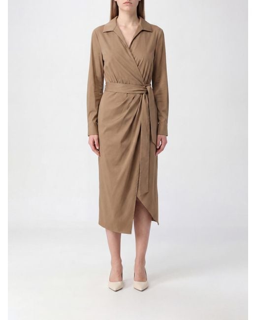 Max Mara Natural Cotton Blend Midi Wrap Dress