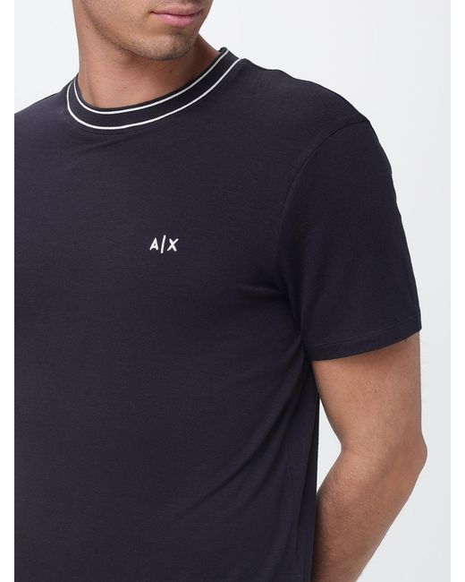 ARMANI EXCHANGE Blue Crew Neck Jersey T-Shirt With Logo for men