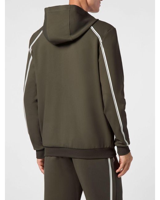 Philipp Plein Green Zip-Up Hooded Sweatshirt for men