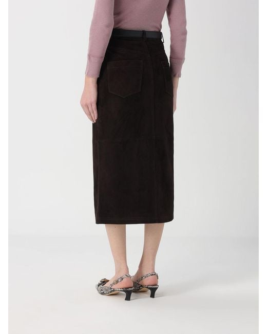 Self-Portrait Black Suede Midi Skirt