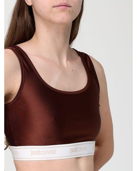 Just Cavalli Red Stretch Technical Fabric Crop Top