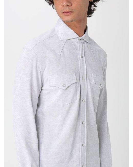 Brunello Cucinelli White Cotton Shirt for men