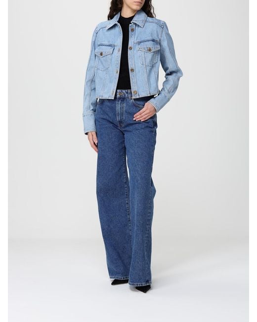 Balmain Blue Crop Denim Jacket