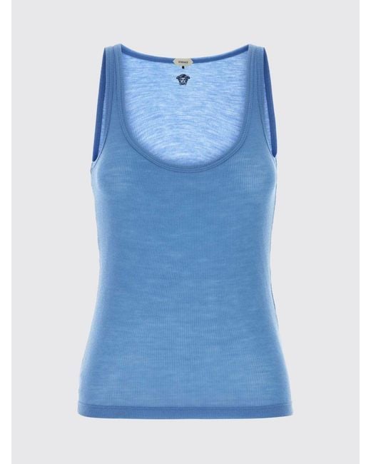 Versace Blue Medusa Virgin Wool Top