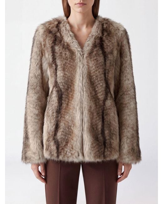 Twinset Brown Fur Coat