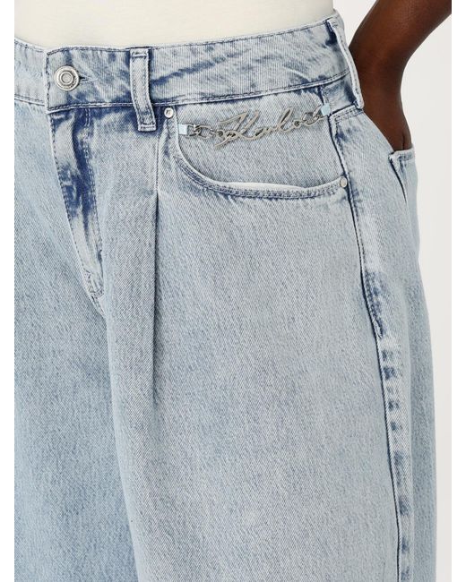 Karl Lagerfeld Blue Wide Leg Jeans With Pleats