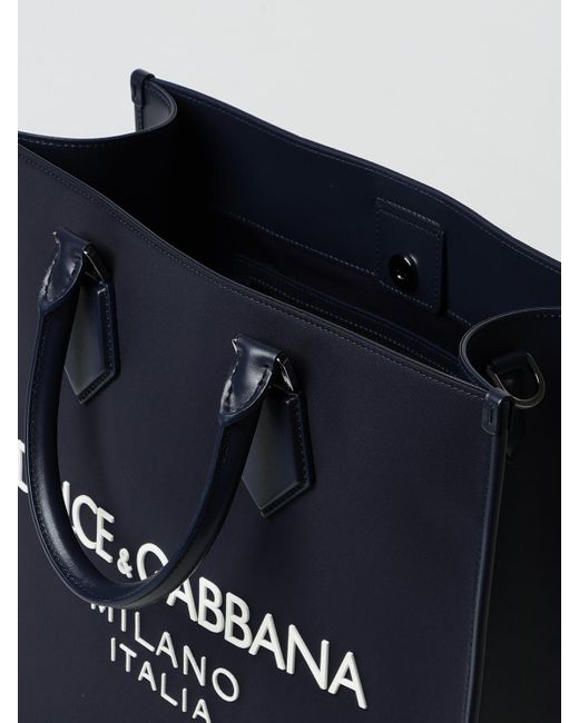 Borsa in nylon e pelle con logo di Dolce & Gabbana in Blue