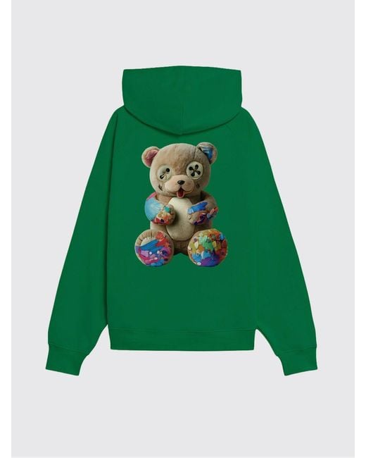 Barrow Green Cotton Hoodie With Teddy Print for men