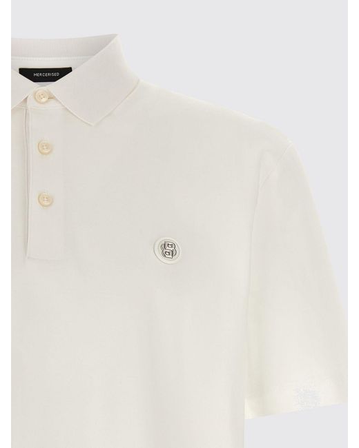 Boss White Cotton Polo Shirt With Ribbed Collar And Applied Logo for men