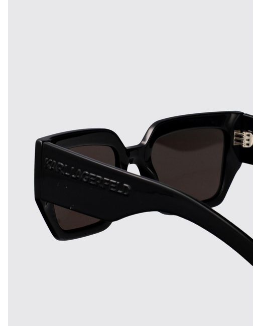 Karl Lagerfeld Black Oversized Square Acetate Sunglasses With Tone-On-Tone Logo