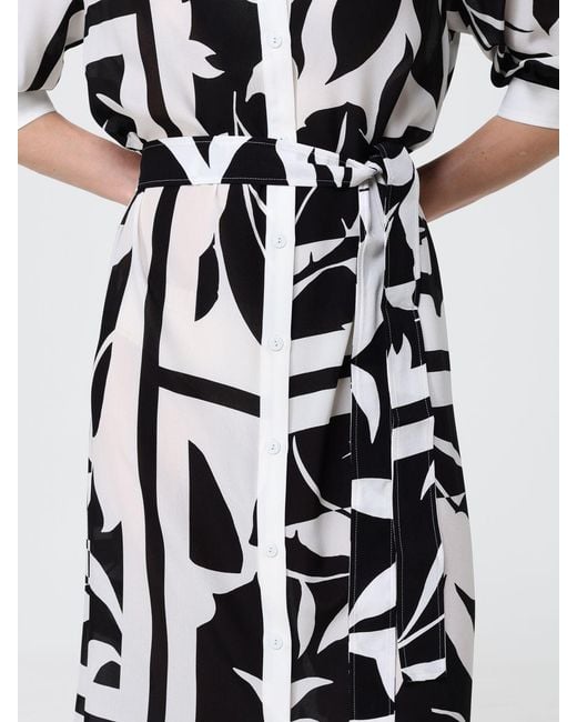 Max Mara White Floral Print Silk Shirt Dress