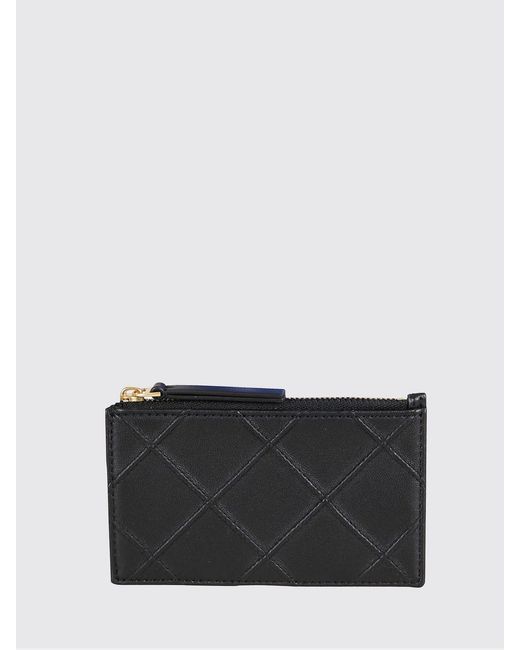 Tory Burch Gray Fleming Quilted Nappa Leather Card Holder