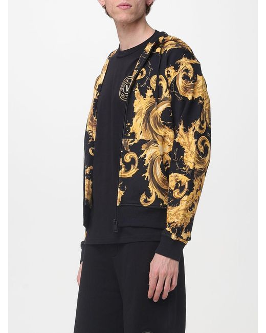 Versace Jeans Couture Blue Hoodie With Baroque Print for men