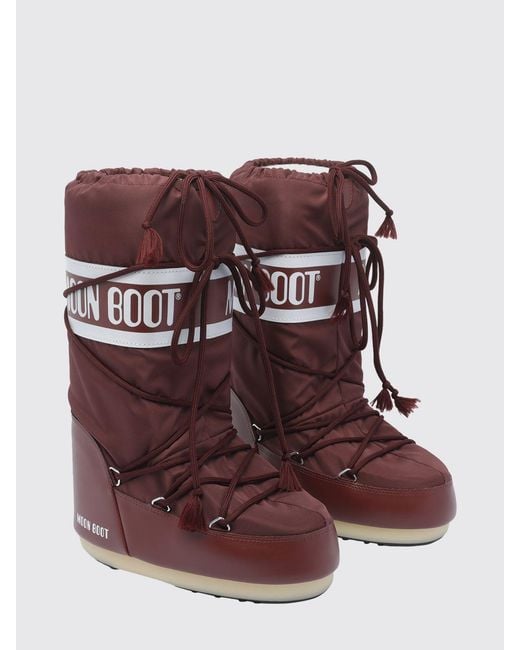 Moon Boot Red Flat Ankle Boots