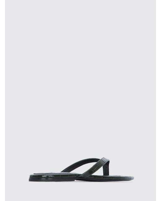 Totême  Green Croc-Print Leather Flip-Flops