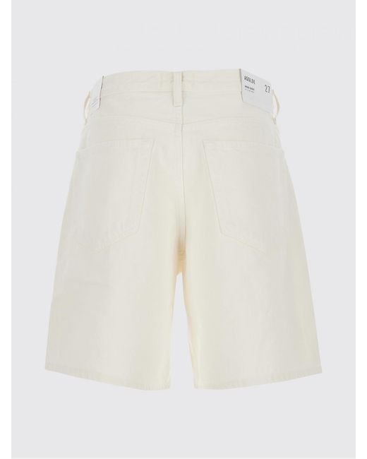 Agolde White Knee-Length 5-Pocket Cotton Denim Shorts